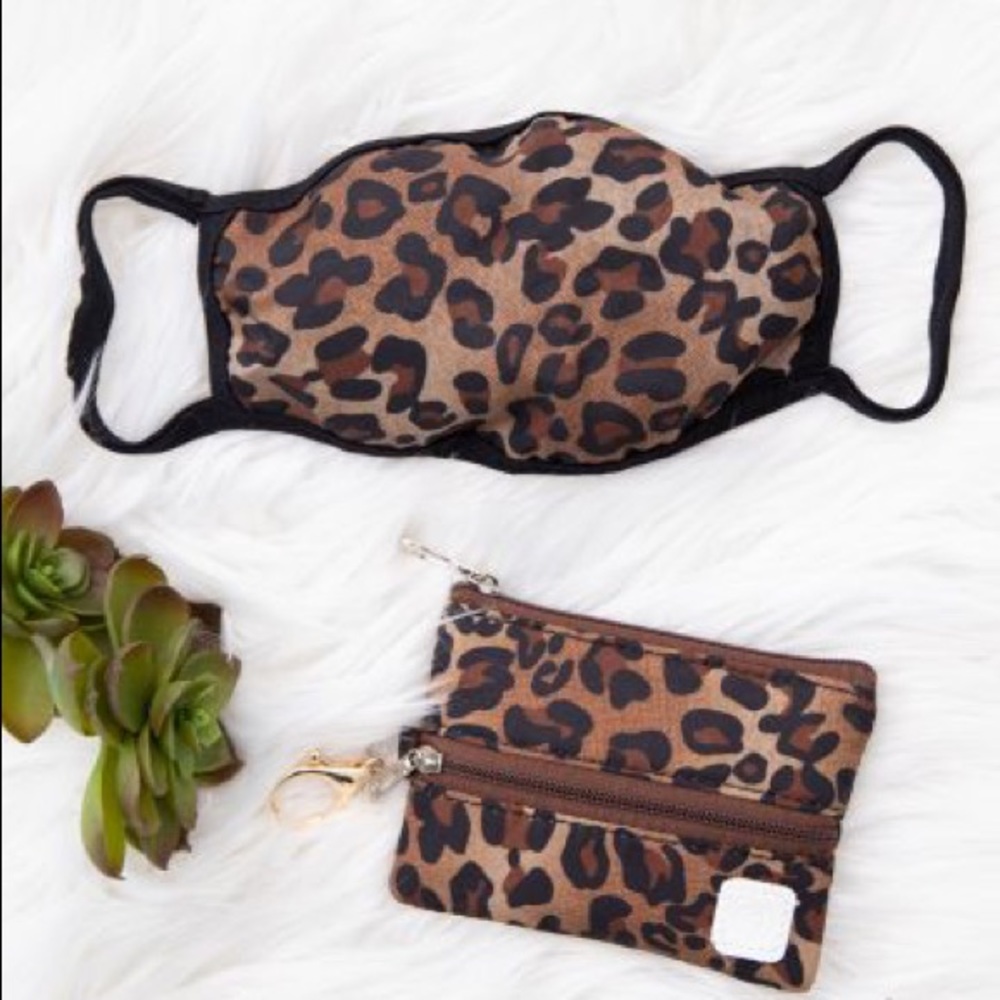 Leopard Face Mask with Matching Keychain Case